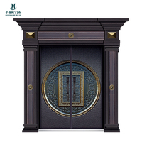 Porte d'entrée en aluminium coulé sculpté sur mesure, colonnes romaines, design moderne du milieu du siècle, pour embellir les appartements et les villas