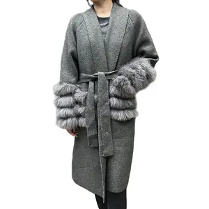 New Coming Winter Cloth for Women Fox Fur Luxury Wholesale Knitted Coats
