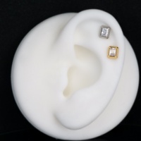Labret sans filetage en Titane F136 G23 avec Zircon en forme de poire et goutte d'eau, à dos plat, avec système Push Pin, délicat, minimaliste, de luxe, en Zircon cubique
