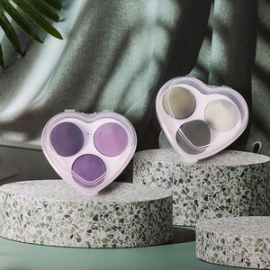 Juego de 3 Esponjas de Maquillaje, Brocha para Polvos, Esponja Cosmética con Caja de Regalo en Forma de Corazón - Product Image 3