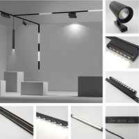 Système d'éclairage sur rail magnétique 48V ultra-plat, projecteur à grille COB LED moderne à montage en surface, ultra-mince, CRI 90, dimmable