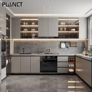 Australian Style 3D High Gloss Customized Luxury Plywood Modern Cabinet Kitchen Cupboard Flatpack Kitchen