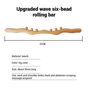 ODM Natural Beech Cellulite <b>Massage</b> Stick Manual Gua Sha Wooden Roller 55CM Body Therapy Tools Set Wholesale - Product Image 4