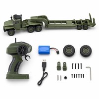 Camion tracteur RC 6x6 avec remorque à plateau, télécommande 2,4 GHz, 105 cm, 7,4 V, ABS + métal, jouet cadeau, chargeur inclus, intérieur-extérieur