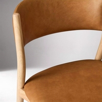 Chaise de salle à manger VL Nordic en bois massif, revêtement en cuir PU, confortable, ambiance simple, design tendance, dossier enveloppant, pratique