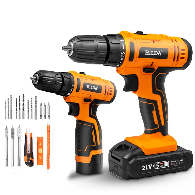 Electric screwdriver lithium battery rechargeable electric drill screws mounted drill holes 21V Cordless Impact Drill