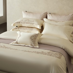 Italian Minimalist Embroidered Satin Cotton <b>Bedding</b> <b>Set</b> Four-Piece Soft Breathable Home Textiles - Product Image 2