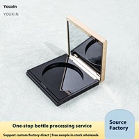 Boîte à poudre compacte carrée en plastique ABS avec boîte de maquillage miroir pour emballage de poudre libre de palette de fard à paupières