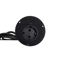 Prise de courant encastrée pour bureau, 85x80mm, ronde, avec 1 port USB-A et 1 port USB-C, câble de 1,8m