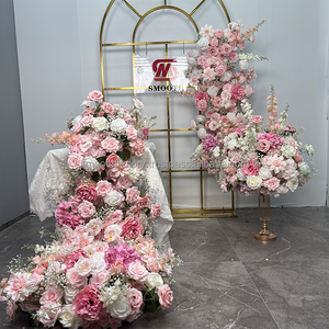 Boule florale en soie rose faite à la main pour toile de fond de mariage, centre de table d'événement, boule de fleurs artificielles douce, Saint-Valentin - Product Image 4