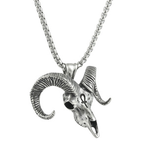 จี้รูปหัวแกะ สร้อยคอผู้ชายสแตนเลส สไตล์พังก์ย้อนยุค ลายสัตว์ 270107 - Product Image 5