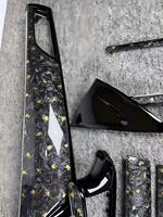 Kit intérieur complet en fibre de carbone forgée haute brillance avec paillettes dorées pour BMW G30 G38 F90 M5, tableau de bord, garnitures de porte, décoration