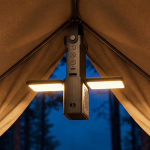 Ventilateur de camping rechargeable par USB avec batterie externe pour charger le téléphone et lumière LED, équipement portable pour les voyages et la randonnée - Product Image 1