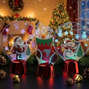 Décorations <span class=keywords><strong>de</strong></span> Noël, Veilleuse LED en Acrylique, Petite Lampe <span class=keywords><strong>de</strong></span> Table Lumineuse, Bonhomme <span class=keywords><strong>de</strong></span> Neige Coloré pour Personnes Âgées, Pendule <span class=keywords><strong>de</strong></span> Bureau - Product Image 3