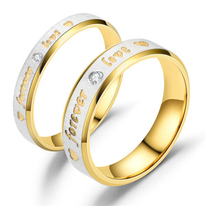 Nuovi uomini donna <span class=keywords><strong>cristallo</strong></span> <span class=keywords><strong>diamante</strong></span> smerigliato oro riempito Love You Forever Couple Ring - Product Image 3