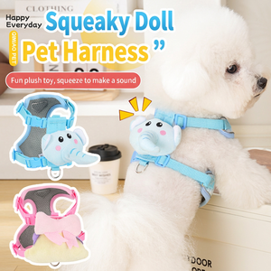 Harnais réglable en maille pour animaux de compagnie, imprimé fraise, pour chien et chat, avec laisse rose - Product Image 1