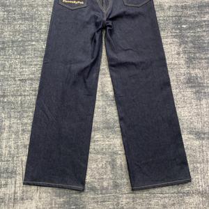 DENIMGUYS personnalisé hommes broderie Logo <span class=keywords><strong>jean</strong></span> Streetwear rétro bleu lavage jambe droite hommes broderie Denim pantalon <span class=keywords><strong>jean</strong></span> - Product Image 6