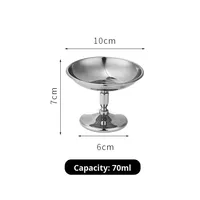 Gobelet à glace en acier inoxydable 304, luxe léger, pied haut, capacité de 70 à 225 ml, pour pudding, dessert, cocktail et smoothie