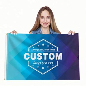 Qiyang Good Quality Digital Printing Advertising Promotional Blue Custom <b>Flags</b>, Banners with Any logo Any Design Any Color - Product Image 1