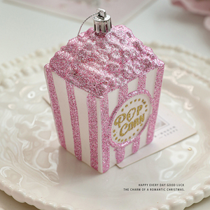 Adorno Navideño Colgante de Plástico Rosa con Dibujos Animados y Purpurina al por Mayor para Decoración de Árboles de Navidad y Ventanas - Product Image 5
