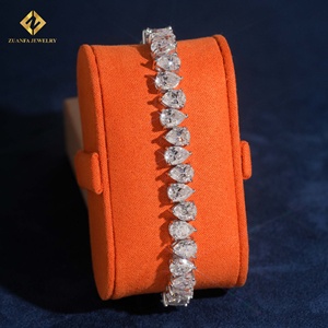 ZUANFA JEWELRY Moissanite Pear Cut Tennis <b>Bracelet</b> 925 <b>Silver</b> Rhodium Plated Unisex Luxury <b>Bracelets</b> - Product Image 1