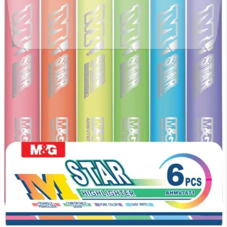M & g marca-texto e marcador triangular, conjunto de 6 cores com <span class=keywords><strong>caixa</strong></span> para estudantes, escritório, artigos de papelaria