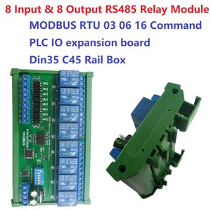 DC 12V 24V 8I8O Multifunction Modbus RTU Relay Module Support 03 06 16 <strong>Function</strong> Code RS485 Switch <strong>Control</strong> Board DIN35 Rail Box - Product Image 1