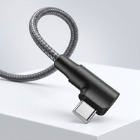 Cable de Datos USB-C a C de 90 Grados, 5A 60W, Carga Rápida y Transferencia de Datos, Cable de Nailon Trenzado para Teléfonos Móviles y Accesorios de Computadora