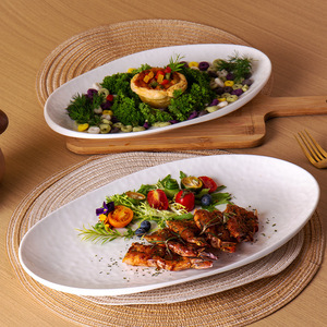 Plat <span class=keywords><strong>de</strong></span> service coréen et japonais au design unique pour mariage, Vajila Plato, motif blanc en relief, céramique, assiette à dîner irrégulière - Product Image 3