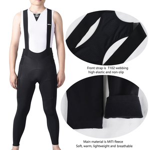 Pantalones térmicos de ciclismo con forro polar, pantalones cortos acolchados negros para hombre, pantalones largos de ciclismo - Product Image 2