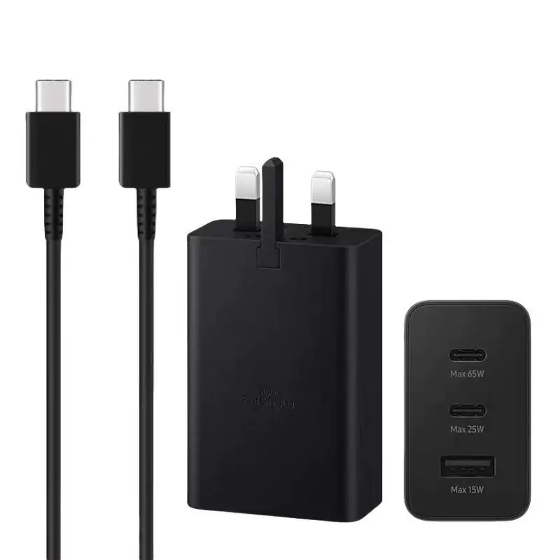 Chargeur noir avec câble Royaume-Uni
