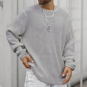 Pull-over d'hiver pour homme, col rond, 100% coton tricoté, anti-rides, respirant, nouvelle arrivée 2024 - Product Image 1