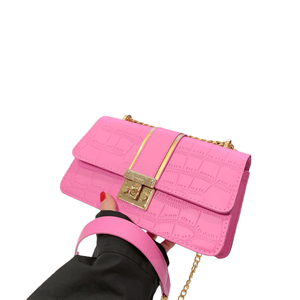 Bolsos de mano para mujer, bolsos de hombro con cadena de cuero PU, bolso para axilas para mujer, bolsos con cierre, bolso de hombro cuadrado con solapa a la moda, venta al por mayor - Product Image 6