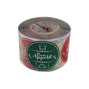 Adesivo personalizzato rotolo adesivo impermeabile in vinile marchio con Logo rotondo Logo aziendale adesivo Bon Appetit etichette di imballaggio alimentare - Product Image 3