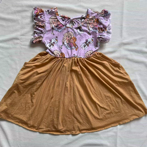 Body con gonna <span class=keywords><strong>da</strong></span> principessa in bambù stampato su misura per neonata in morbido bambù a maniche corte - Product Image 2