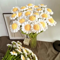 Karangan Bunga Daisy Rajutan Tangan dari Benang, Bunga Buatan Awet, Hadiah Hari Valentine, Dekorasi Pernikahan & Tahun Baru