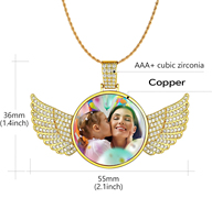 Collier personnalisé en laiton pour hommes et femmes en plaqué or 18 carats avec pendentif à mémoire photo personnalisé ZC glacé