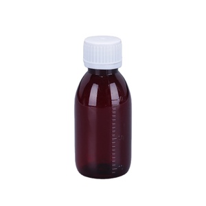 Bottiglia farmaceutica dello sciroppo di tosse delle bottiglie di plastica dell'ambra dell'animale domestico 100ml per liquido con il cappuccio della prova del bambino - Product Image 1