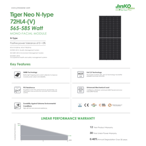 Jinko Solar Panel 590W 580W 585W Tier 1 Bifacial PV Panelen Zonnepaneelmodule Zonnesysteem - Product Image 6