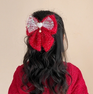 Pasador de Pelo con Lazo Rojo Más Vendido, Accesorios para el Cabello de Niña para el Año Nuevo, Pasador de Pelo Estilo Hanfu con Cinta - Product Image 1