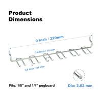 Support à outils pour panneau perforé, 12 crochets, en acier au carbone, multifonction, pour tournevis, rangement d'outils pour garage, atelier, établi