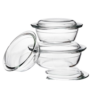 Casserole en verre transparent Linuo, nouveau design 2023, avec couvercle en verre - Product Image 1
