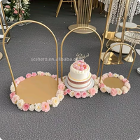 Ensemble d'arche à gâteau moderne en métal doré - Support de présentation de gâteau de mariage - Décorations de mariage - Outils pour gâteaux
