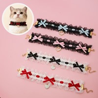 Colliers pour animaux de compagnie, chats et chiens, dentelle, nœuds, foulards, décorations de style princesse en perles, mariage