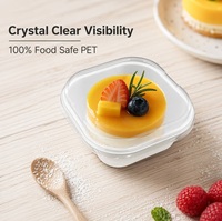 Boîte d'emballage alimentaire carrée en PET transparent de qualité alimentaire jetable avec couvercle pour boulangerie, pain, dessert