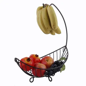 Cesta con colgador de plátano para frutas y verduras, cesta de almacenamiento de 2 niveles, de Metal, para exhibición, Amazon