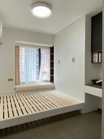 Lit Tatami sur Mesure en Bois Massif Résistant à l'Humidité avec Niche de Lecture Intégrée, Design Moderne pour Chambre d'Appoint Urbaine Familiale