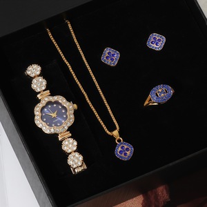 Wholesale 2025 New Fashion Blue Series <strong>Women's</strong> Quartz <strong>Watch</strong> Necklace, Ring, Earring Jewelry <strong>Set</strong> - Product Image 5