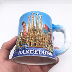 Catedral de <span class=keywords><strong>Barcelona</strong></span> España 3D relieve pintado a mano de cerámica taza de café taza de arte hecho a mano viaje recuerdo colección Regalo 1 - Product Image 2