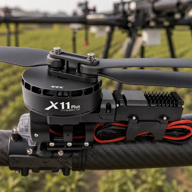 Hobbywing X11 Plus 11118 85KV Brushless Motor 12-14S 37kg Max Thrust with 43x14 Propeller for Agriculture UAV